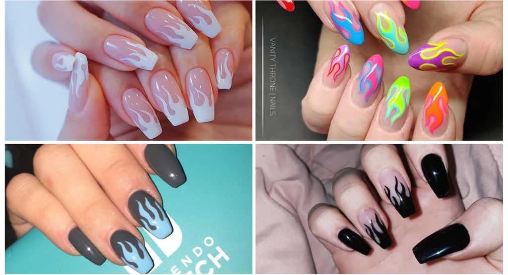 လက်သည်းအရှည်ထားတဲ့သူတွေအတွက် Flame Nail Design များ