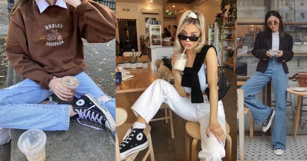 အနက်ရောင် Converse Shoes တွေနဲ့ လိုက်ဖက်တဲ့ဖက်ရှင်ဝတ်ဆင်ပုံများ