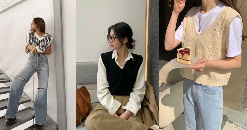 Sweater Vest ဝယ်ထားပြီး ဘယ်လိုဝတ်ရမလဲ မသိတဲ့ ကောင်မလေးတွေအတွက် ဝတ်ဆင်နည်း Idea (၇) မျိုး