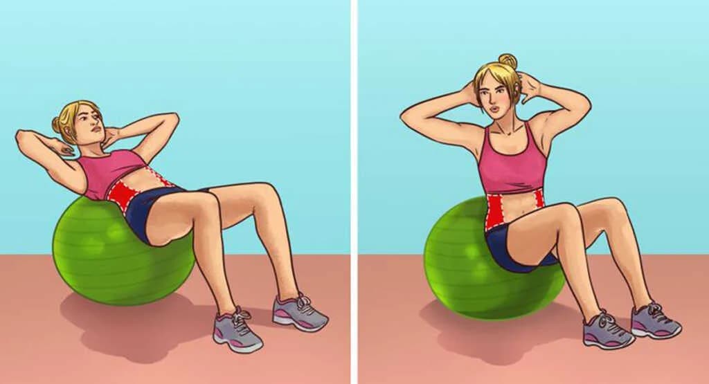 Exercise Ball နဲ့လေ့ကျင့်ခန်းလုပ်တဲ့အခါမှာ လွယ်ကူပြီးထိရောက်မှုရှိမယ့် လေ့ကျင့်ခန်း ၇ ခု