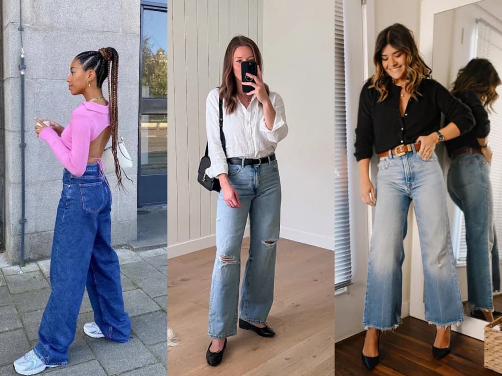 လူငယ်တွေကြား ပြန်ခေတ်စားလာတဲ့ Wide Leg Jeans Outfit များ