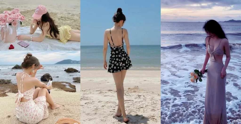 မျက်နှာမပေါ်အောင်ရိုက်ချင်တဲ့ ကောင်မလေးတွေအတွက် Beach Pose Idea များ