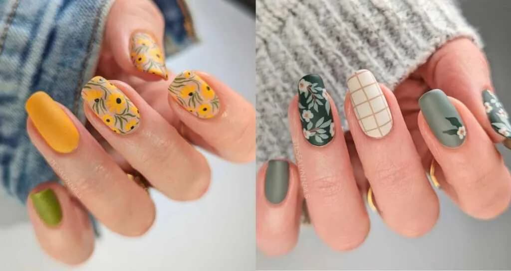 ပန်းချီဆွဲပြီးပုံဖော်ထားတဲ့ လှပသော Flower Nail Design များ