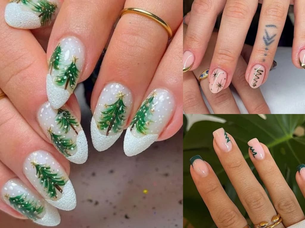 Nail Art ချစ်သူတွေအတွက် ချစ်စရာ ခရစ္စမတ်သစ်ပင် လက်သည်းဒီဇိုင်းများ